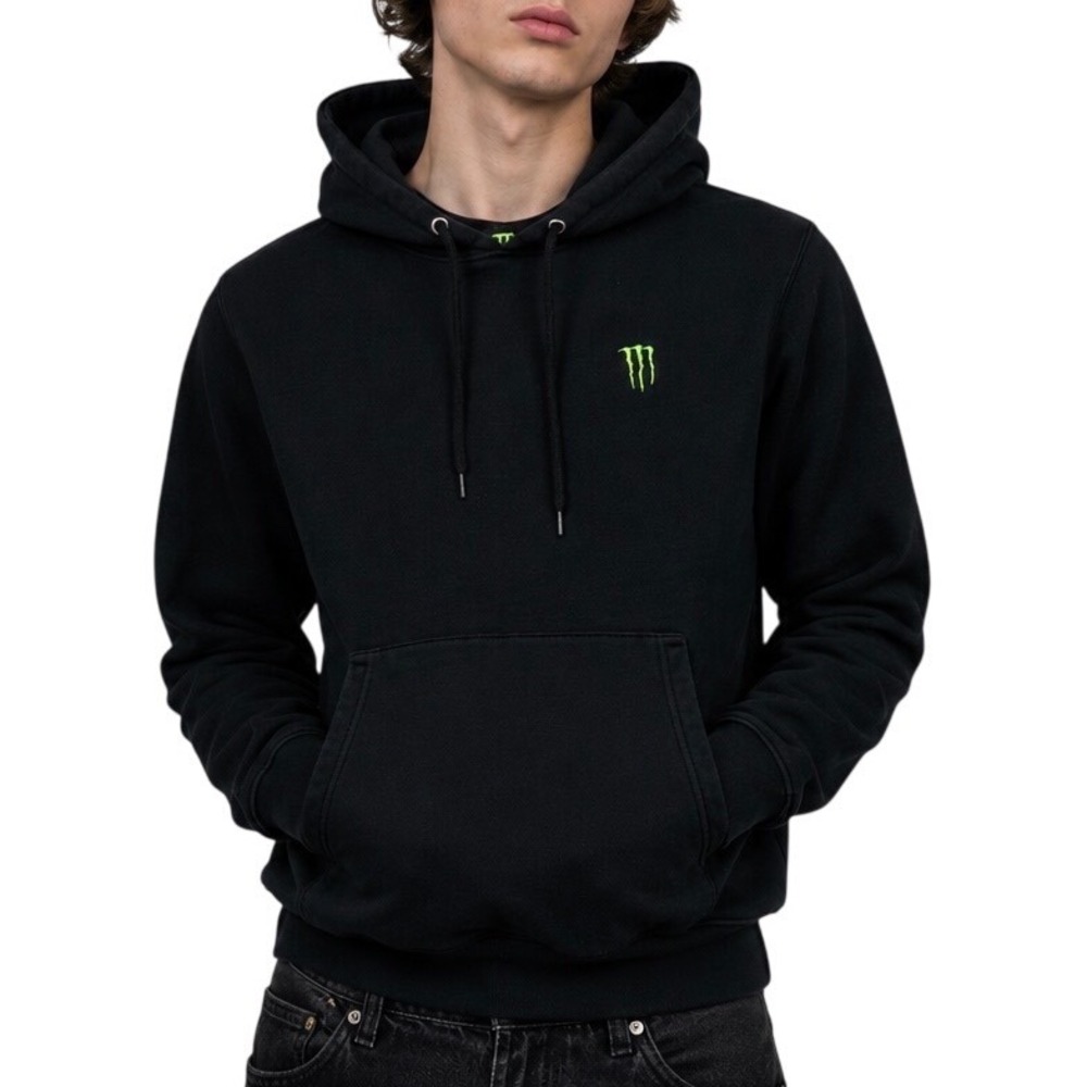Y2K Monster Energy Black Pullover Hoodie Green Claw Logo Men's Smal
